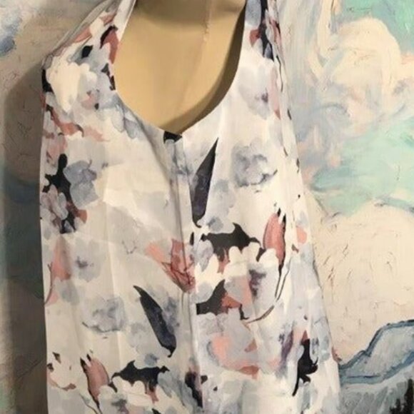 Jessica London L Blue Floral Tunic Top - Picture 3 of 4